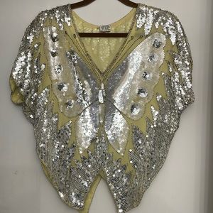 Rare Vintage Butterfly Sequins Top